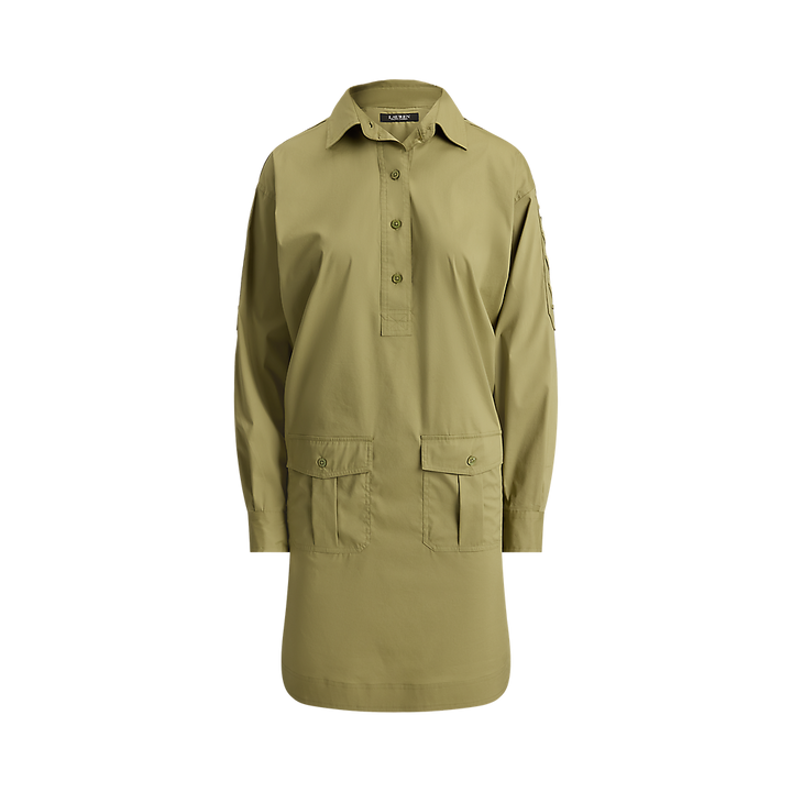 LRL Lace-Up-Trim Cotton-Blend Shirtdress/Haljina 200B24607001