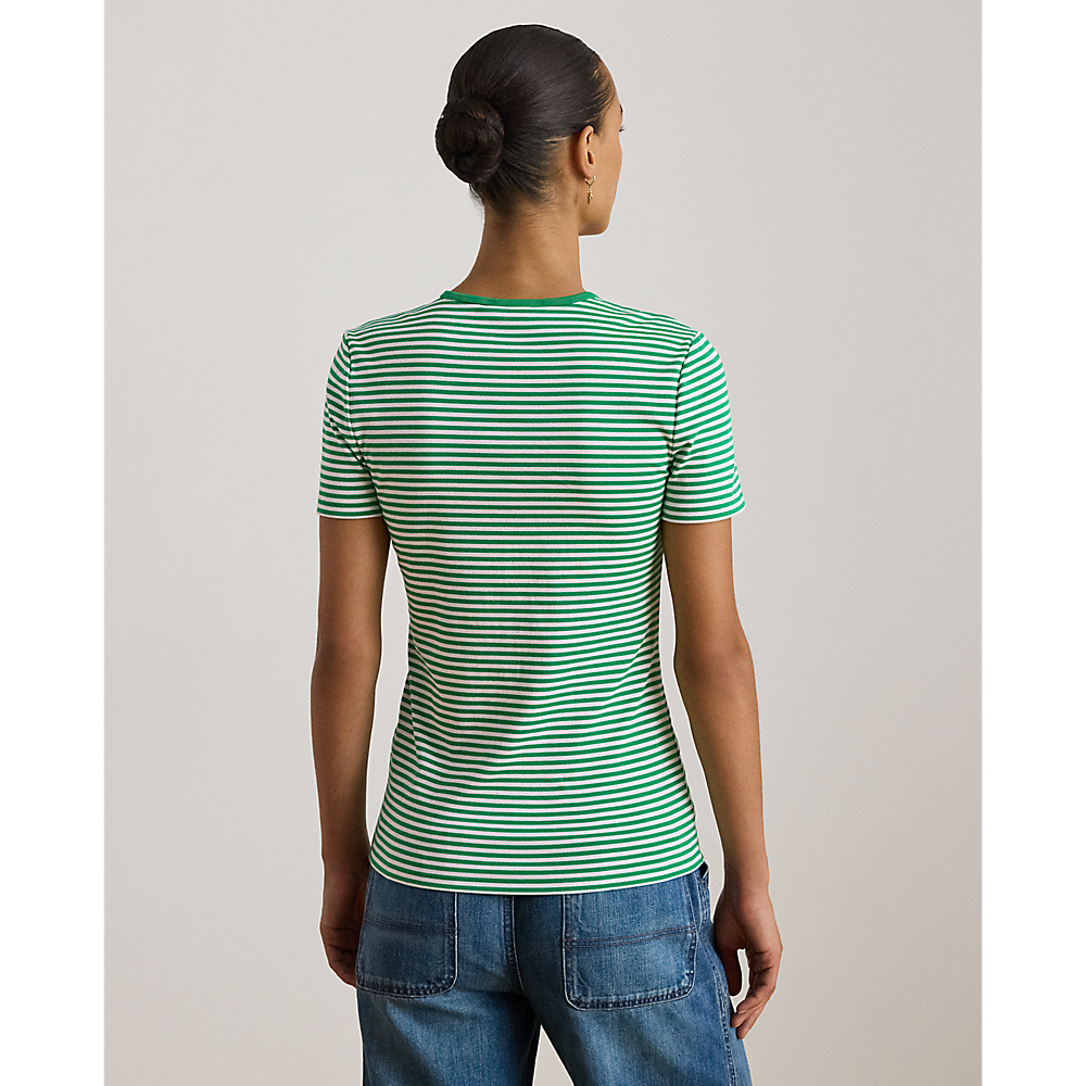 LRL  Striped Stretch Cotton Crewneck Tee/Majica 200P03721003