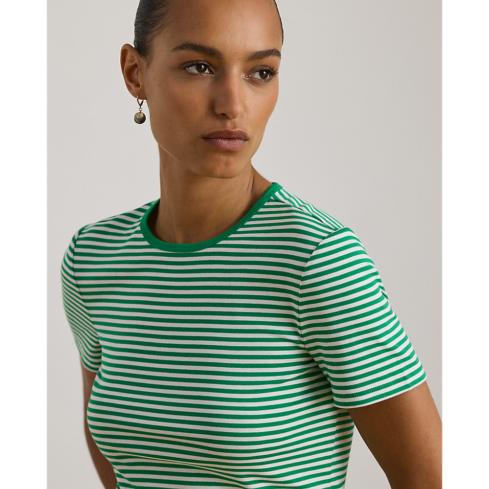 LRL  Striped Stretch Cotton Crewneck Tee/Majica 200P03721003