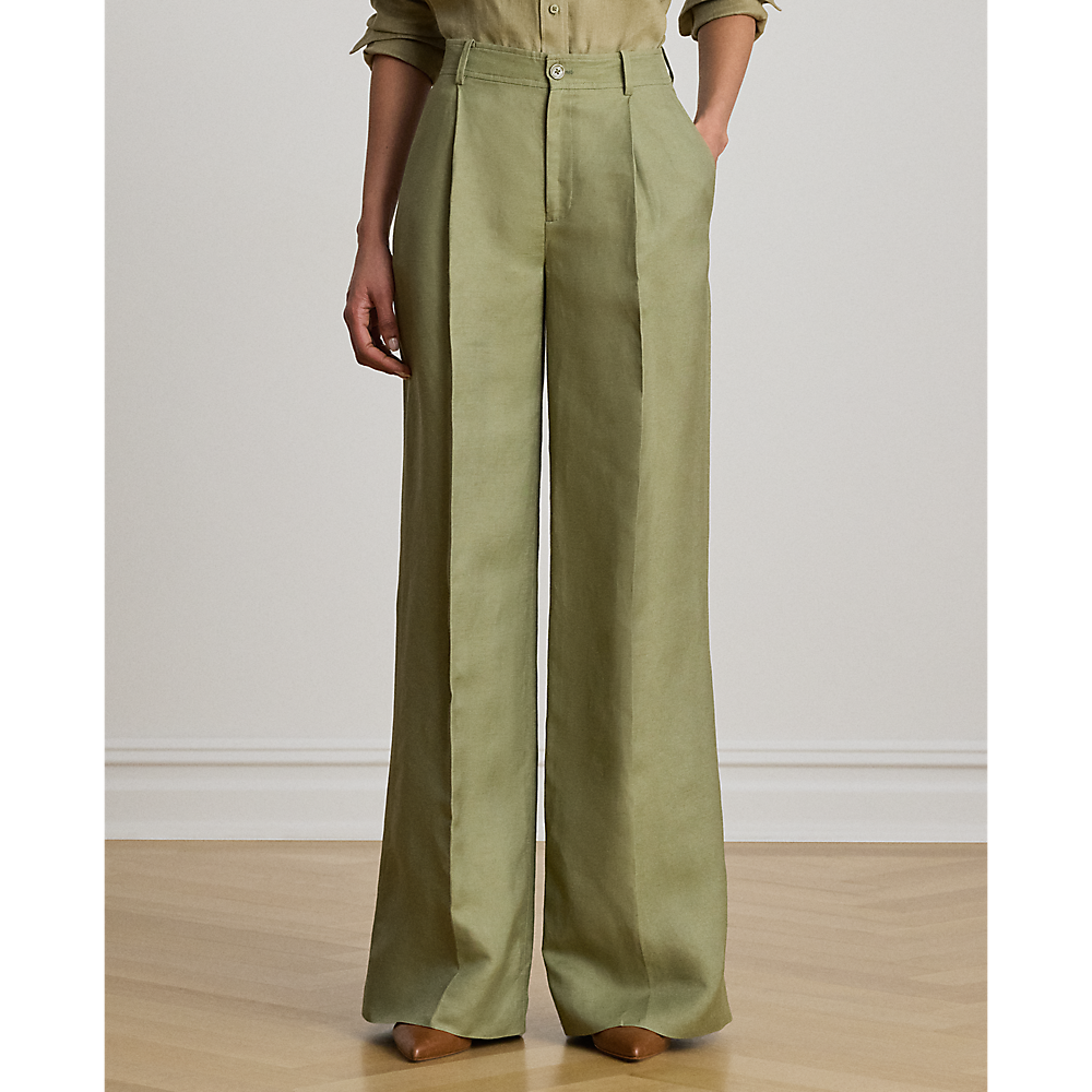 LRL Linen-Blend Twill Wide-Leg Pant/Hlače 200P13458005