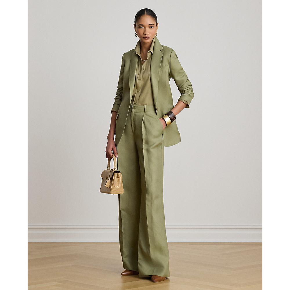 LRL Linen-Blend Twill Wide-Leg Pant/Hlače 200P13458005