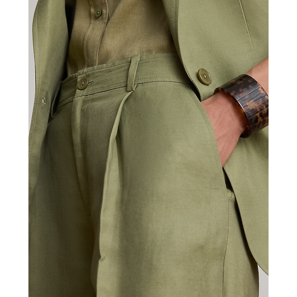 LRL Linen-Blend Twill Wide-Leg Pant/Hlače 200P13458005