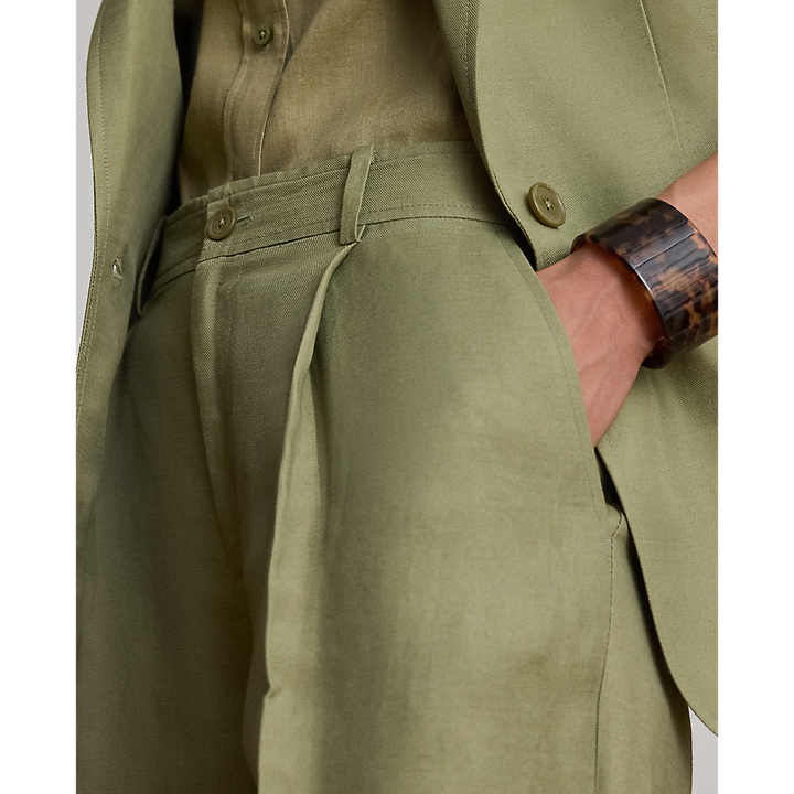 LRL Linen-Blend Twill Wide-Leg Pant/Hlače 200P13458005