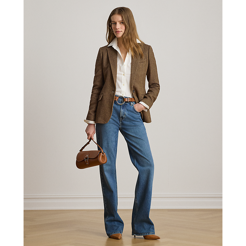 LRL Cotton-Blend Herringbone Blazer/ Sako 200P13676001