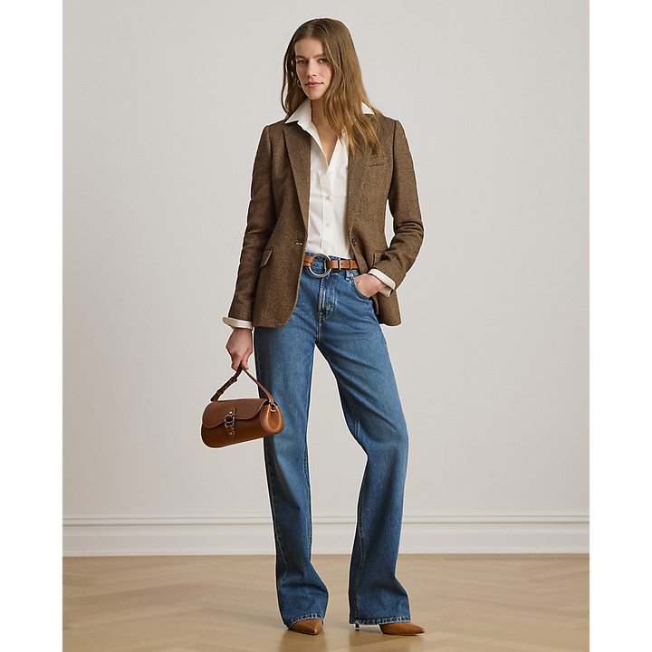 LRL Cotton-Blend Herringbone Blazer/ Sako 200P13676001