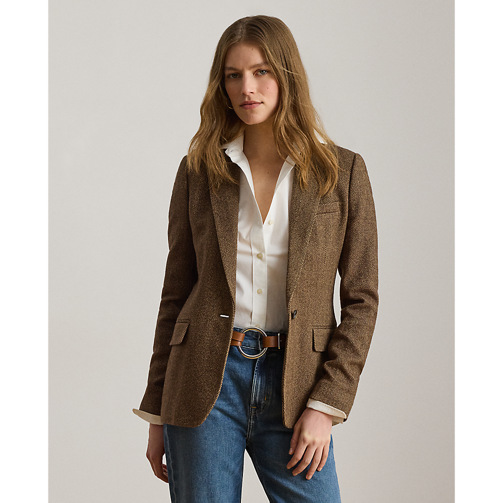 LRL Cotton-Blend Herringbone Blazer/ Sako 200P13676001