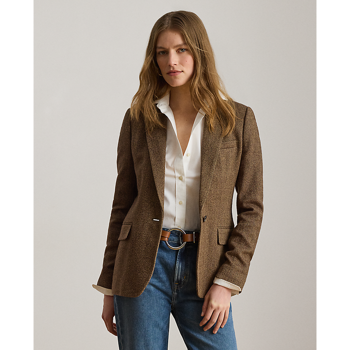 LRL Cotton-Blend Herringbone Blazer/ Sako 200P13676001