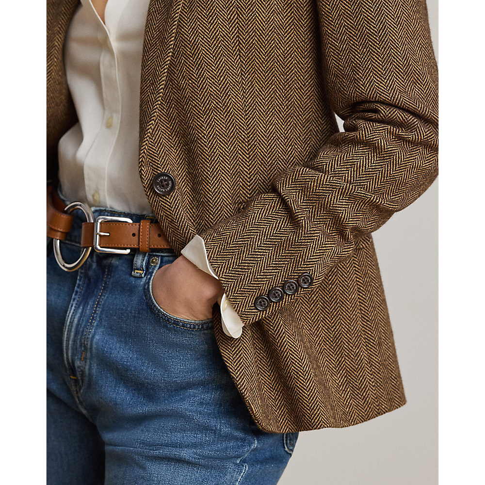LRL Cotton-Blend Herringbone Blazer/ Sako 200P13676001