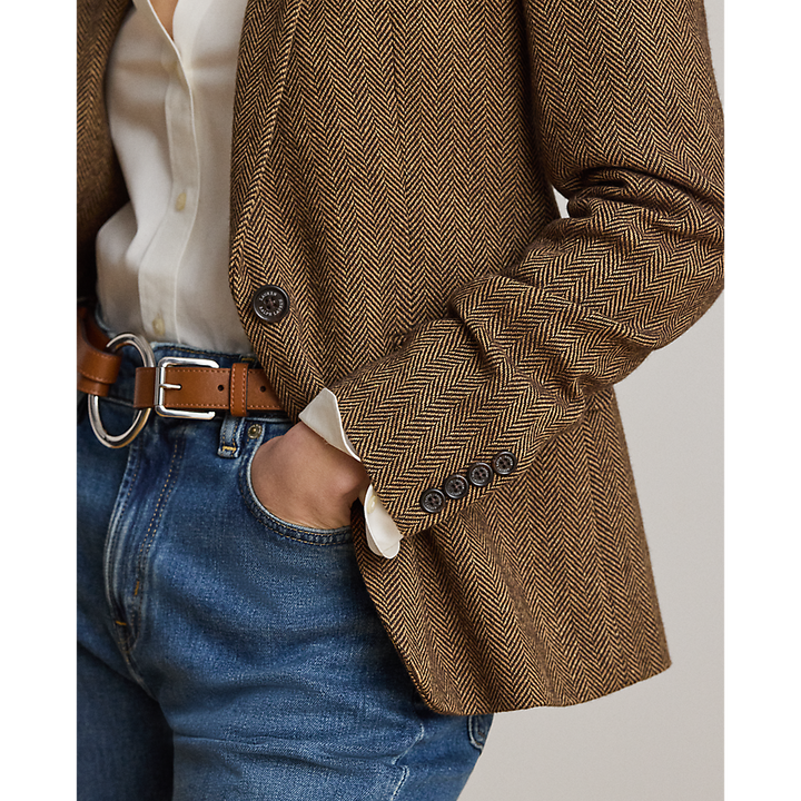 LRL Cotton-Blend Herringbone Blazer/ Sako 200P13676001