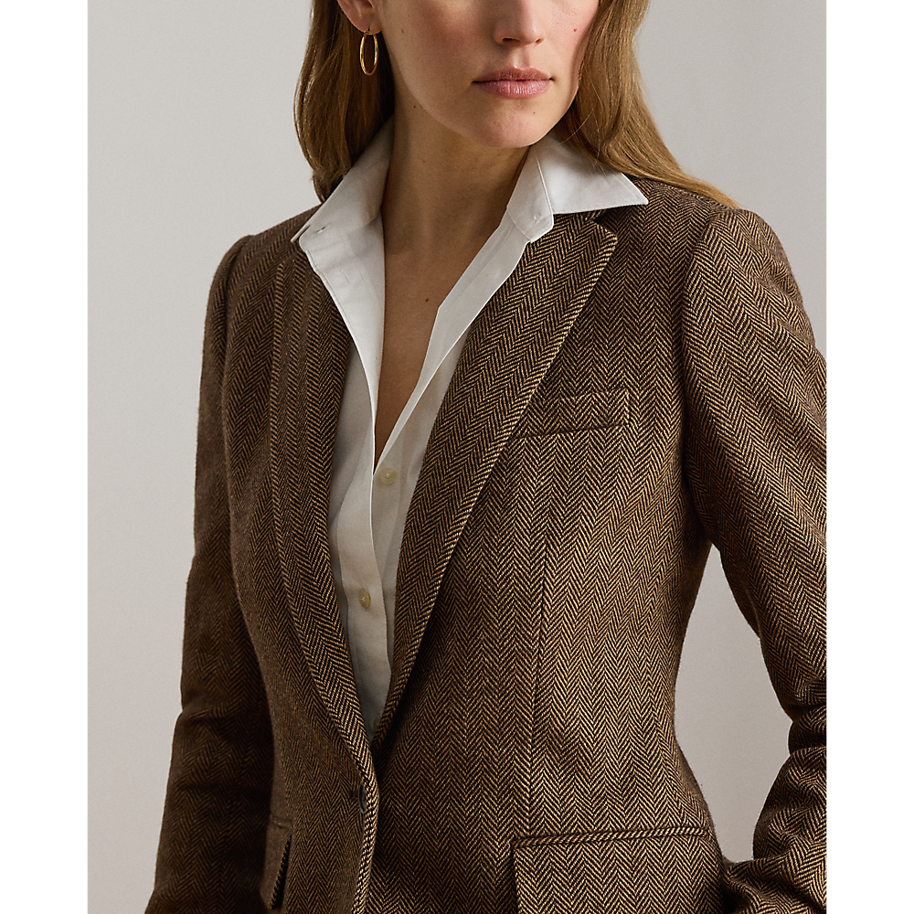 LRL Cotton-Blend Herringbone Blazer/ Sako 200P13676001
