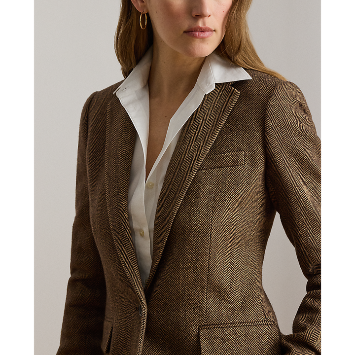 LRL Cotton-Blend Herringbone Blazer/ Sako 200P13676001