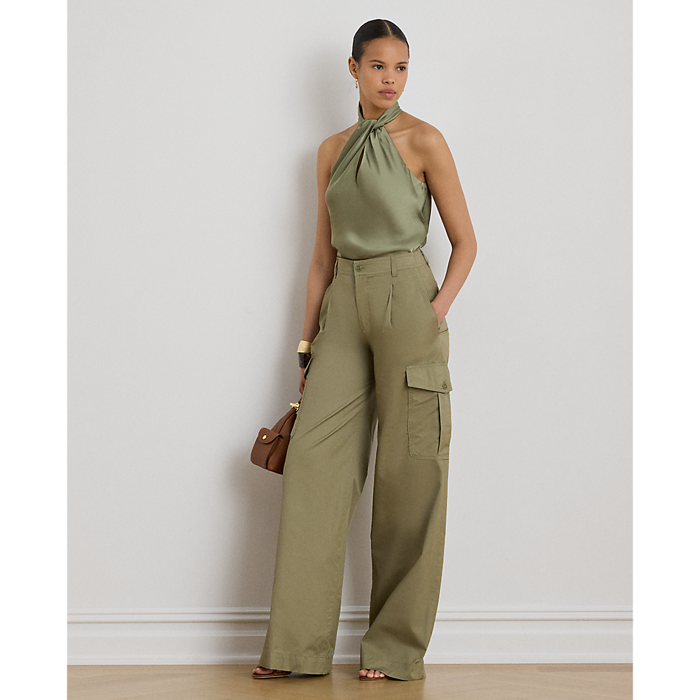 LRL Twist-Front Charmeuse Halter Blouse/Bluza 200P13953001