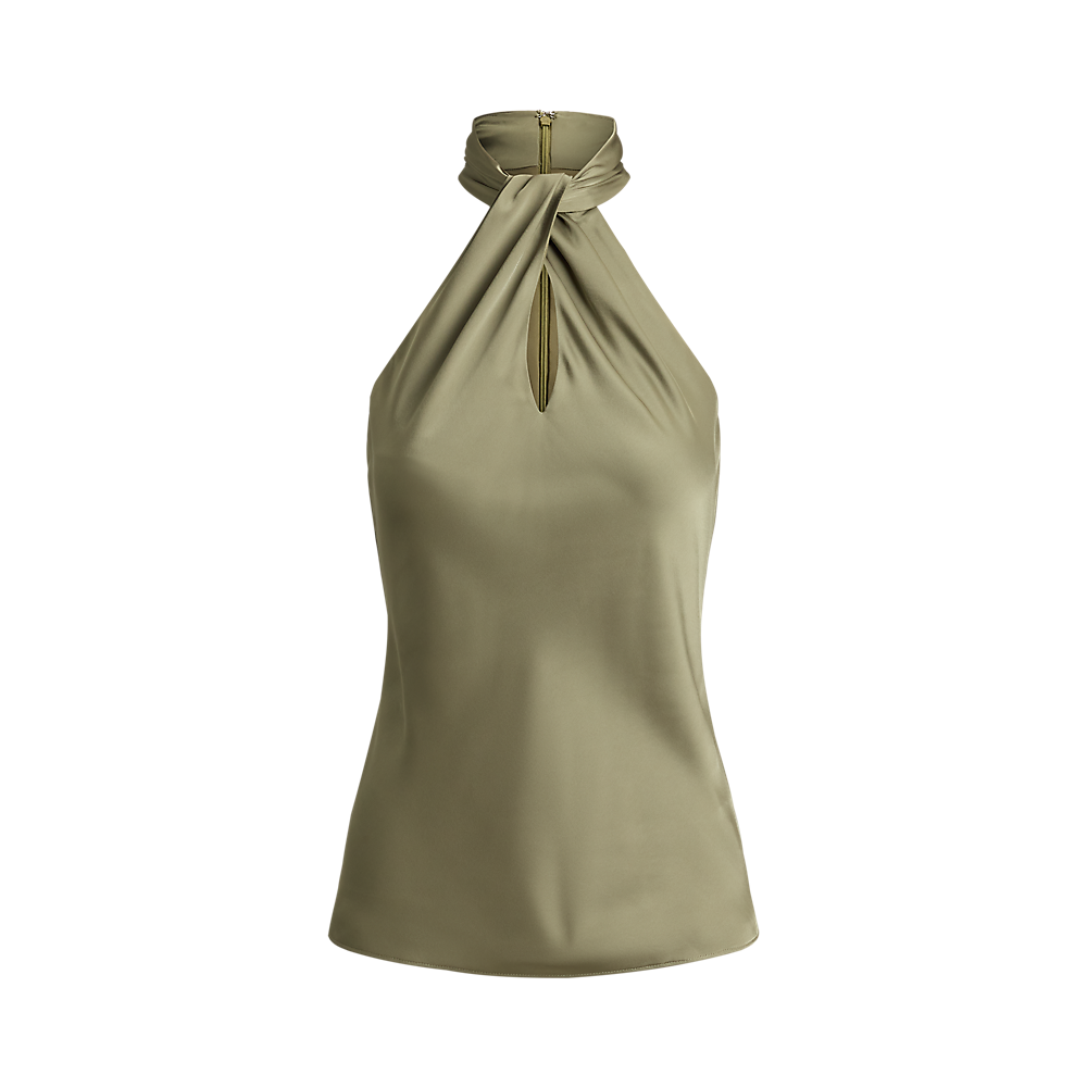 LRL Twist-Front Charmeuse Halter Blouse/Bluza 200P13953001