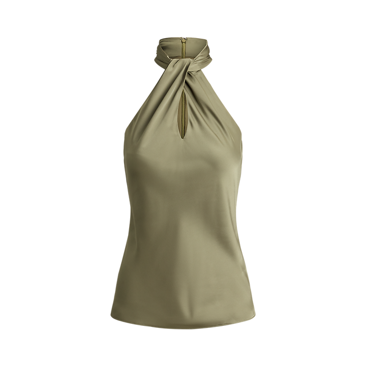 LRL Twist-Front Charmeuse Halter Blouse/Bluza 200P13953001