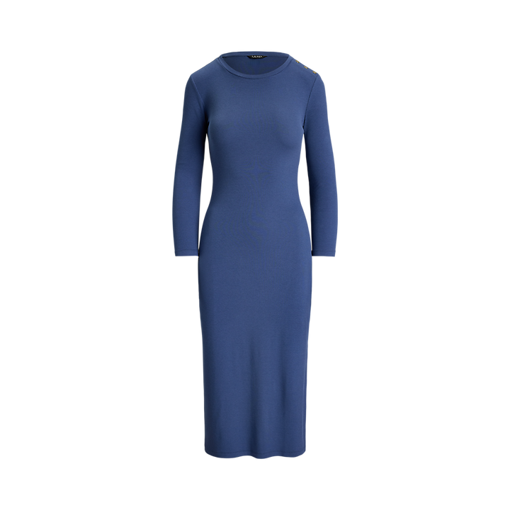 LRL Button-Trim Rib-Knit Midi Dress/Haljina 200P13966001