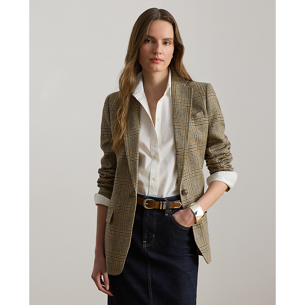 LRL Glen Plaid Linen Twill Blazer/Sako 200P14006001