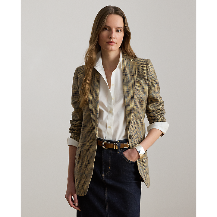 LRL Glen Plaid Linen Twill Blazer/Sako 200P14006001