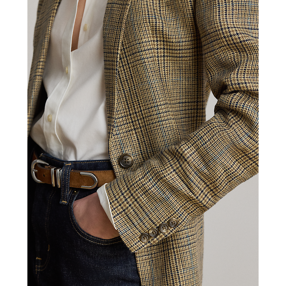 LRL Glen Plaid Linen Twill Blazer/Sako 200P14006001
