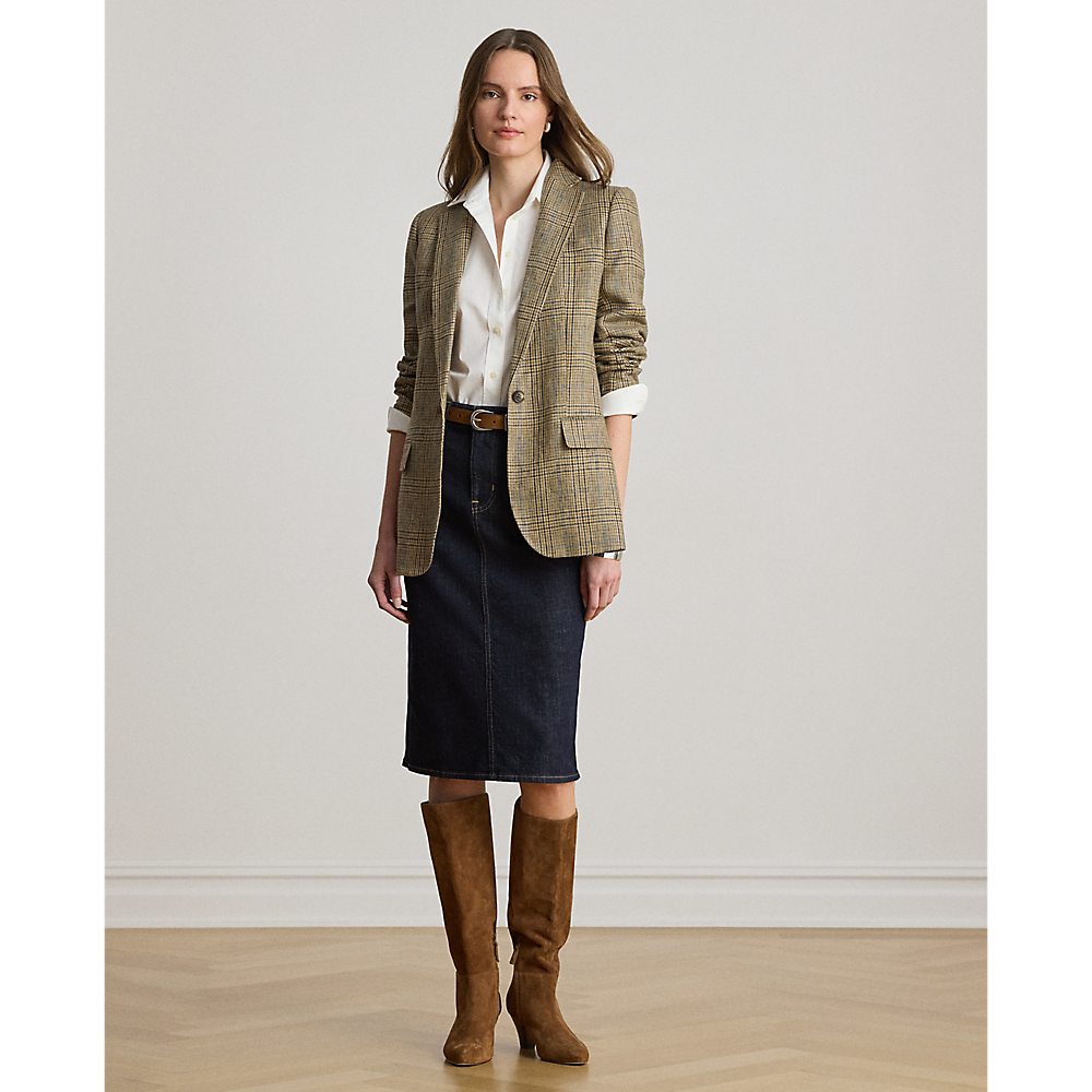 LRL Glen Plaid Linen Twill Blazer/Sako 200P14006001