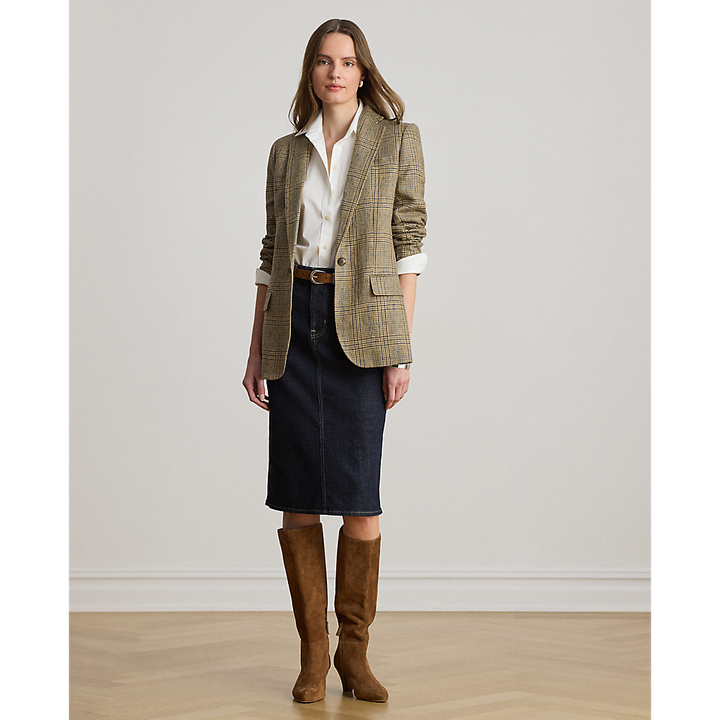 LRL Glen Plaid Linen Twill Blazer/Sako 200P14006001