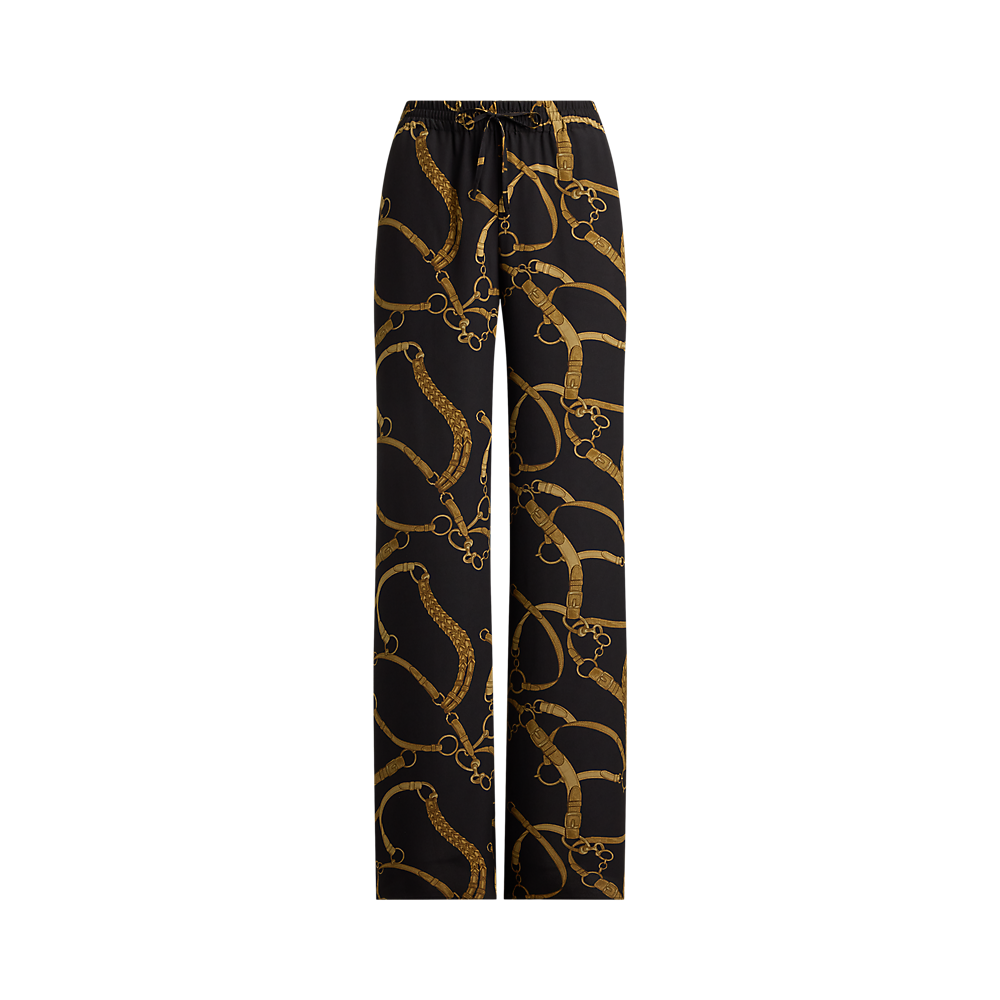 LRL Belting-Print Crepe Wide-Leg Pant/ Hlače 200P14014001