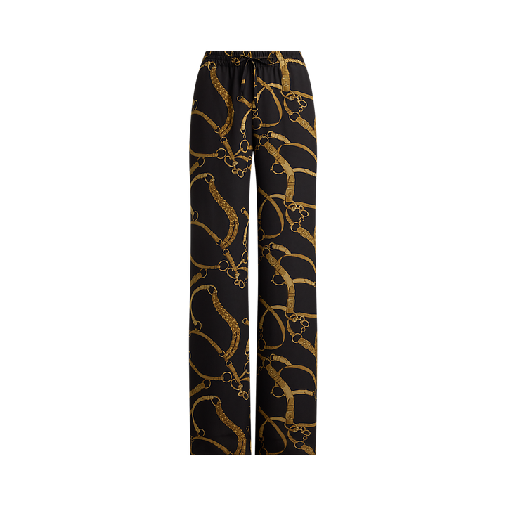 LRL Belting-Print Crepe Wide-Leg Pant/ Hlače 200P14014001