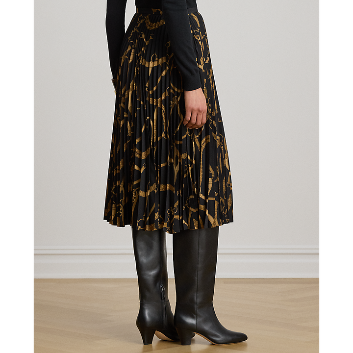 LRL Belting-Print Pleated Crepe Skirt/Suknja 200P14015001