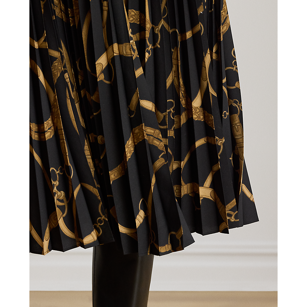 LRL Belting-Print Pleated Crepe Skirt/Suknja 200P14015001