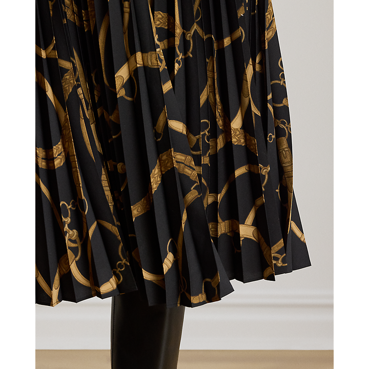LRL Belting-Print Pleated Crepe Skirt/Suknja 200P14015001