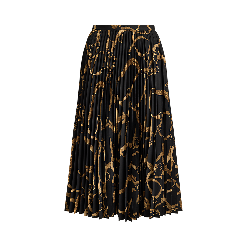 LRL Belting-Print Pleated Crepe Skirt/Suknja 200P14015001