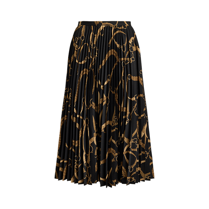 LRL Belting-Print Pleated Crepe Skirt/Suknja 200P14015001