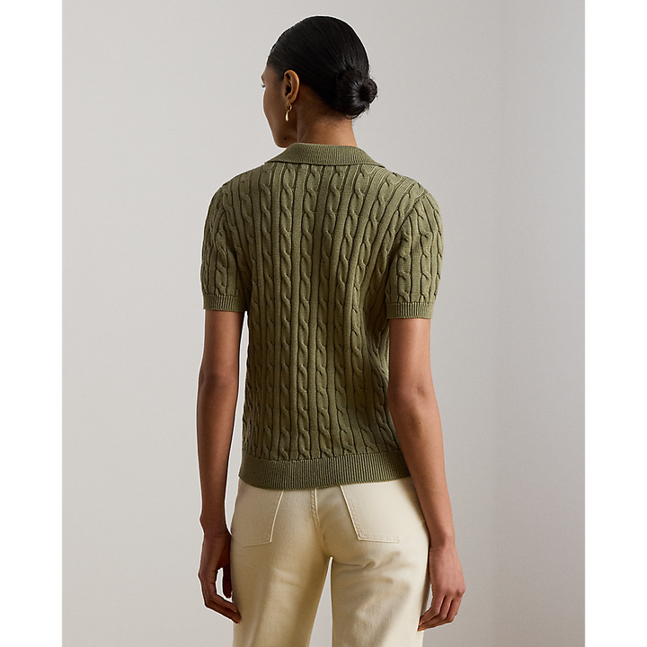 LRL Cable Cotton-Blend Short-Sleeve Sweater/Pulover 200P14041004