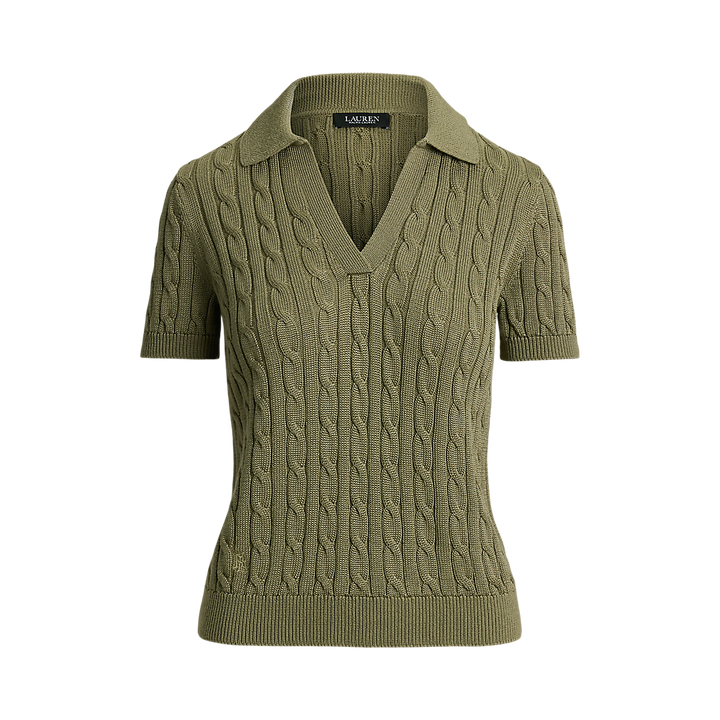 LRL Cable Cotton-Blend Short-Sleeve Sweater/Pulover 200P14041004
