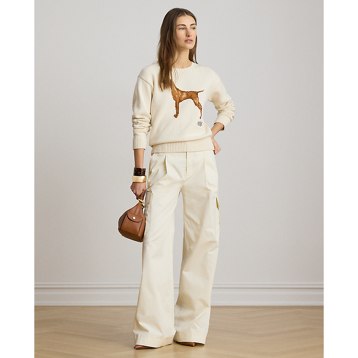 LRL Intarsia-Knit Vizsla Cotton Sweater/Pulover 200P14120001
