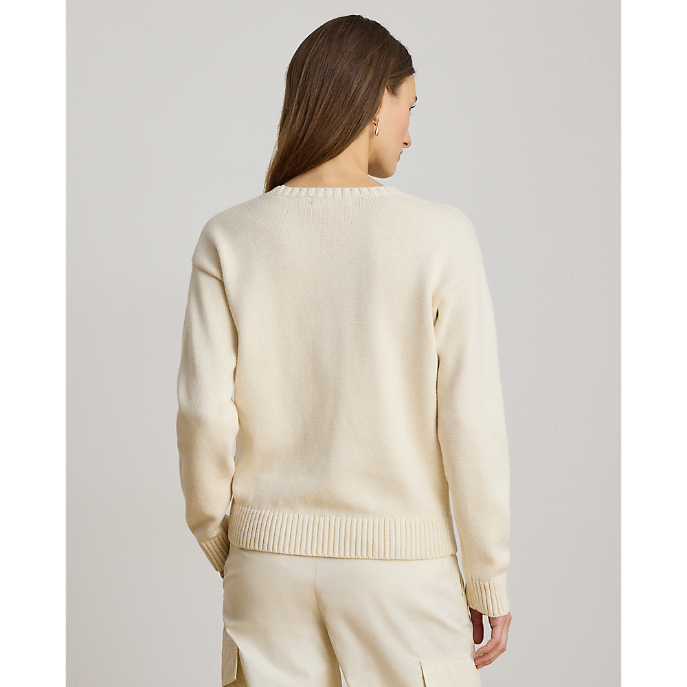 LRL Intarsia-Knit Vizsla Cotton Sweater/Pulover 200P14120001