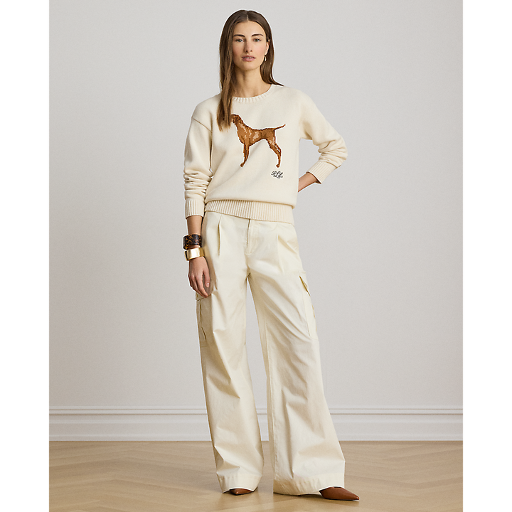 LRL Intarsia-Knit Vizsla Cotton Sweater/Pulover 200P14120001