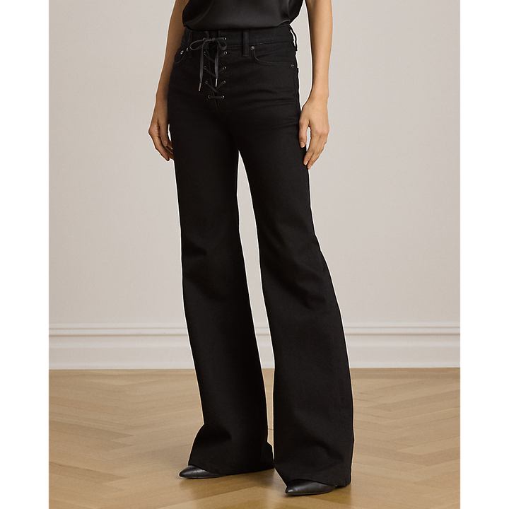 LRL Lace-Up High-Rise Flare Jean/Traperice 200P14148001