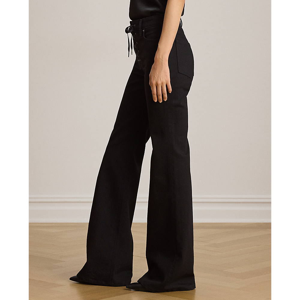 LRL Lace-Up High-Rise Flare Jean/Traperice 200P14148001