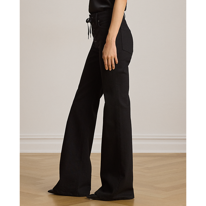 LRL Lace-Up High-Rise Flare Jean/Traperice 200P14148001