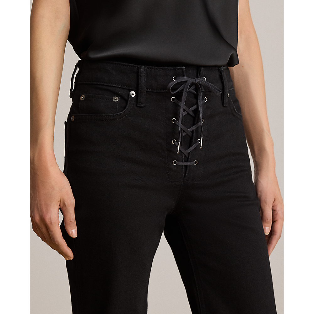 LRL Lace-Up High-Rise Flare Jean/Traperice 200P14148001