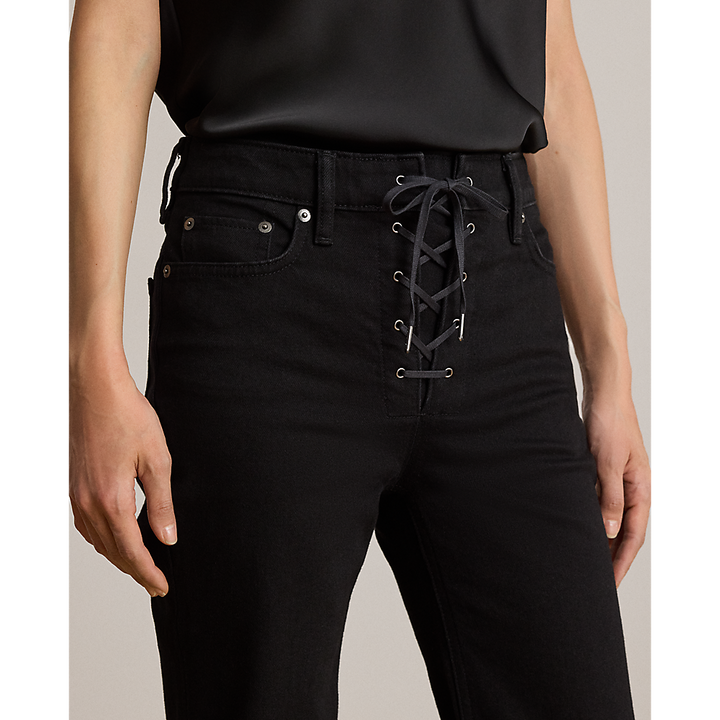 LRL Lace-Up High-Rise Flare Jean/Traperice 200P14148001