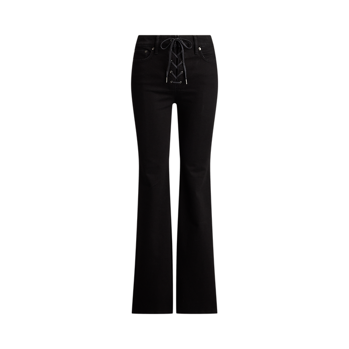 LRL Lace-Up High-Rise Flare Jean/Traperice 200P14148001