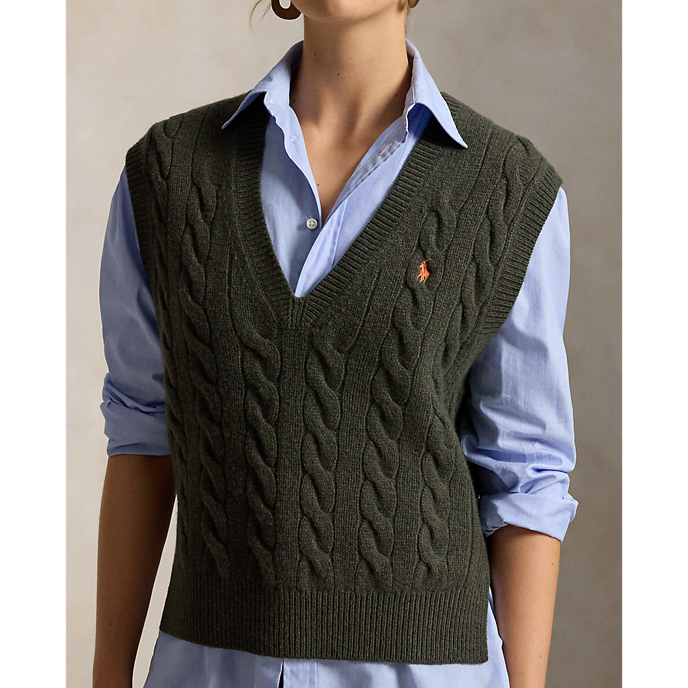 PRL Cable-Knit Wool-Cashmere Sweater Vest/ Pulover 211949994502