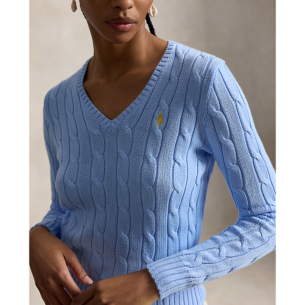 PRL Cable-Knit Cotton V-Neck Sweater/Pulover 211971870514