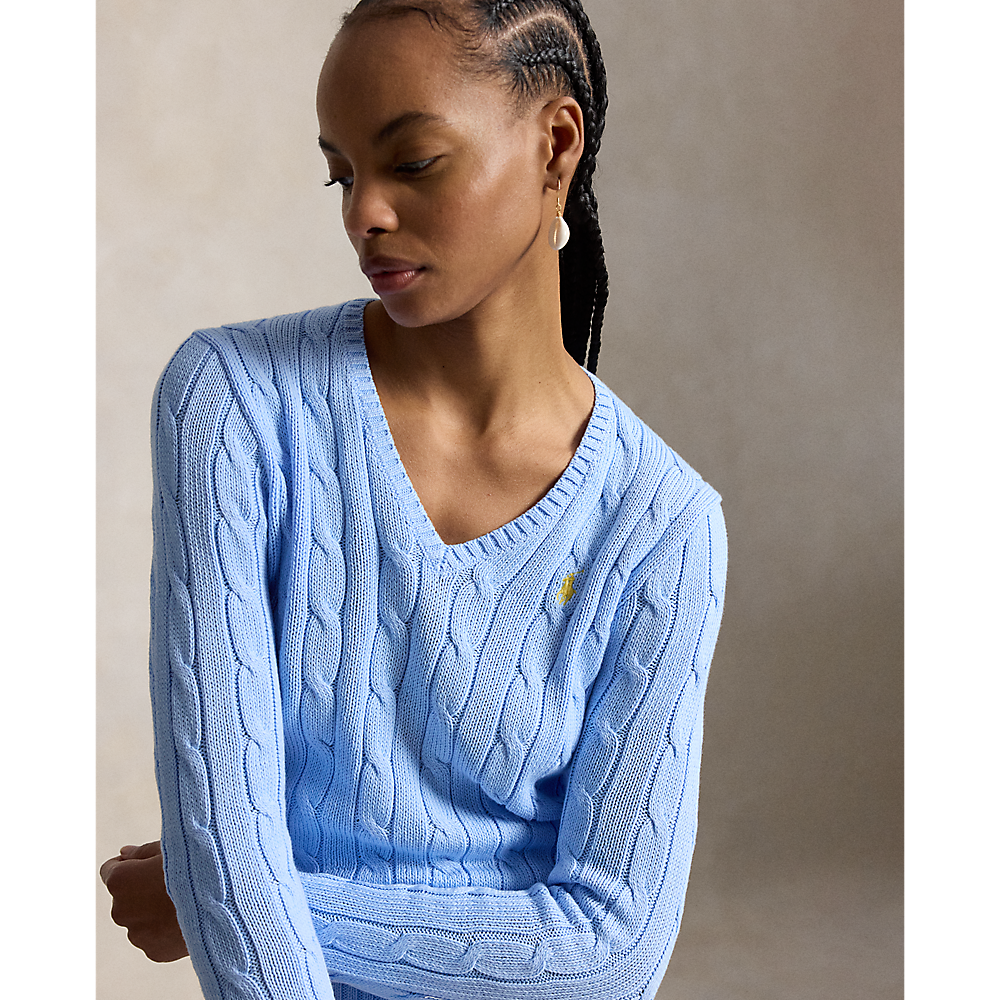 PRL Cable-Knit Cotton V-Neck Sweater/Pulover 211971870514