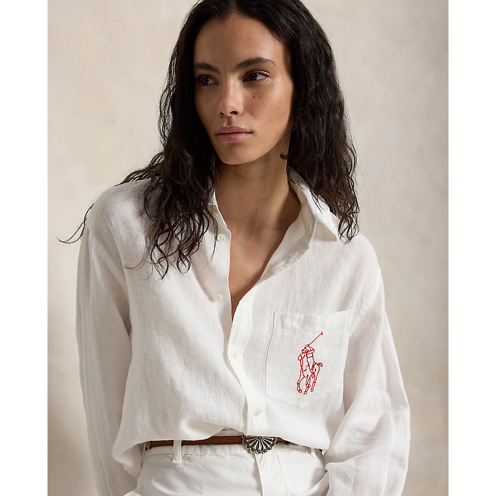 PRL Oversize Fit Big Pony Linen Shirt/Košulja 211A12786003