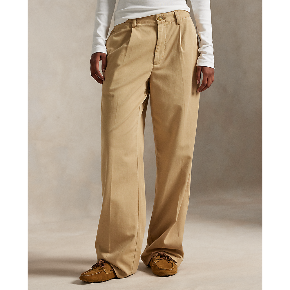 PRL Pleated Cotton-Blend Relaxed Pant/Hlače 211A96676001