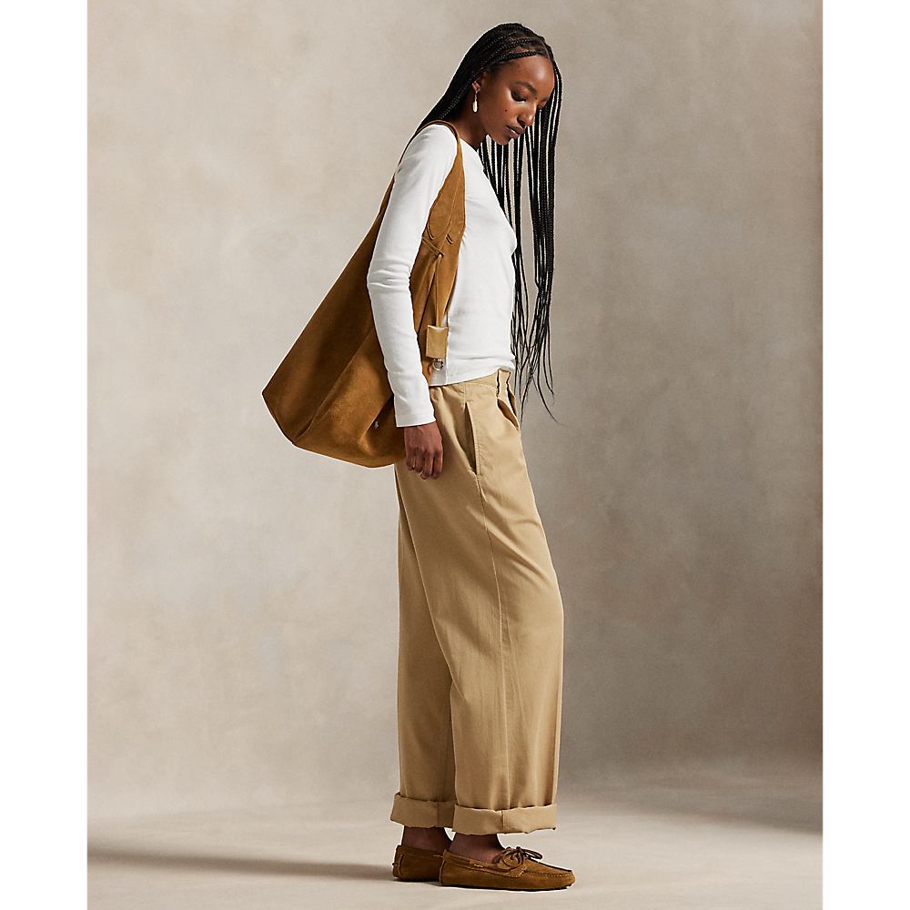 PRL Pleated Cotton-Blend Relaxed Pant/Hlače 211A96676001