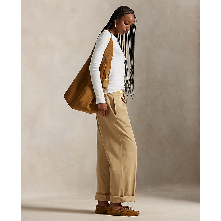 PRL Pleated Cotton-Blend Relaxed Pant/Hlače 211A96676001