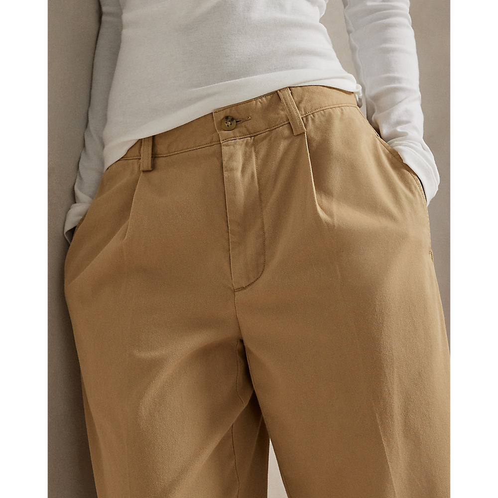 PRL Pleated Cotton-Blend Relaxed Pant/Hlače 211A96676001